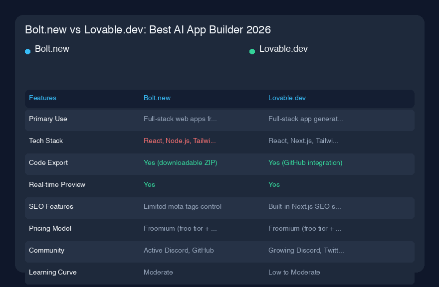 Bolt.new vs Lovable.dev:2026年最佳AI应用构建器