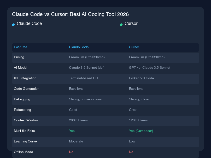 Claude Code vs Cursor:2026年最佳AI编程工具